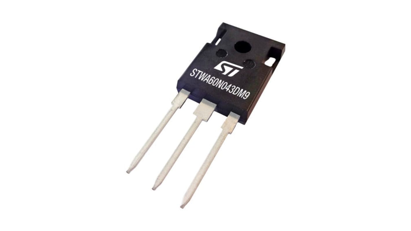 Dual Silicon N-Channel MOSFET, 56 A, 56 A, 3-Pin TO-247 STMicroelectronics STWA60N043DM9