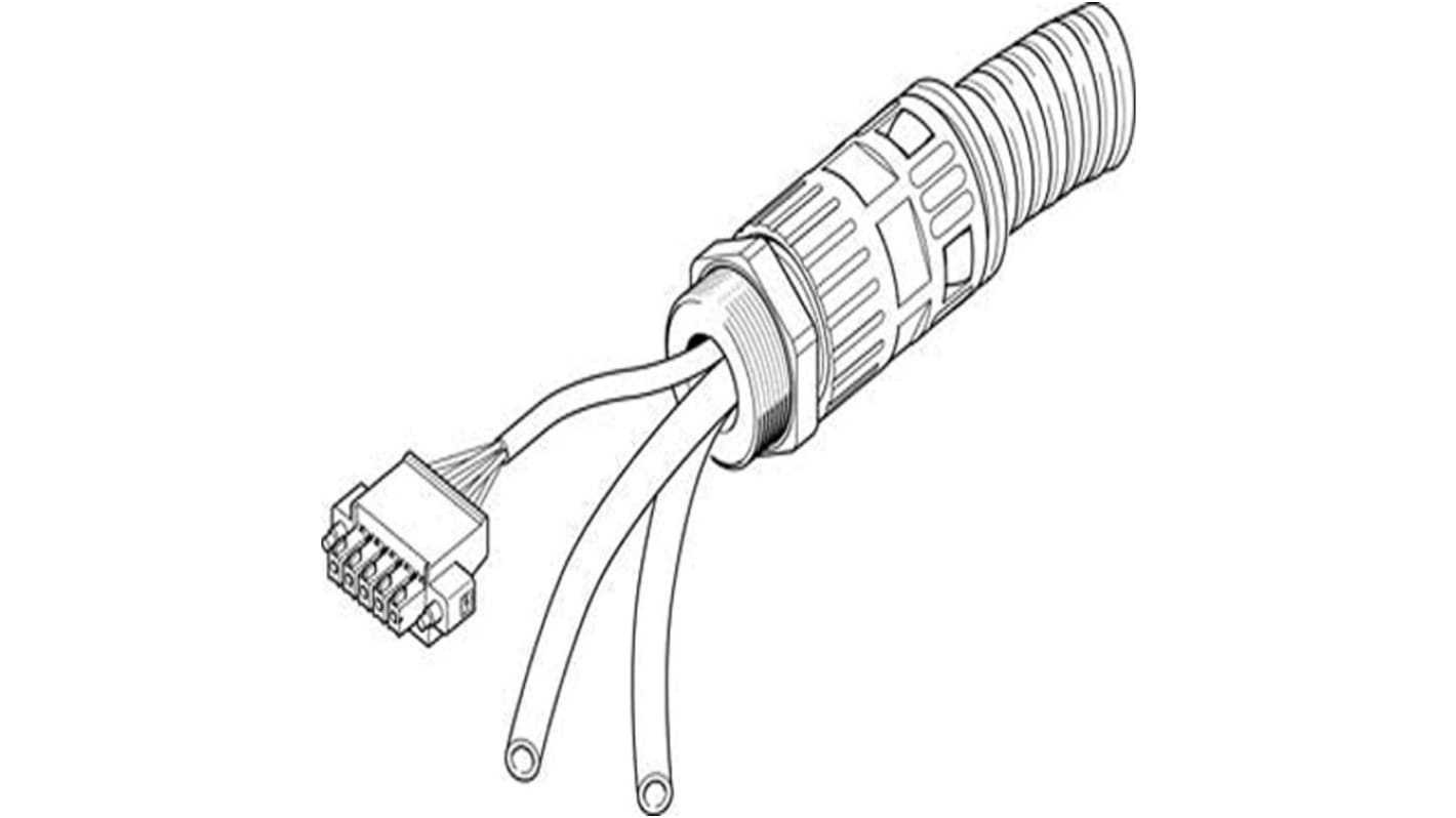 Festo Straight Male 5 way Straight 5 way Pigtail Connector & Cable, 10m