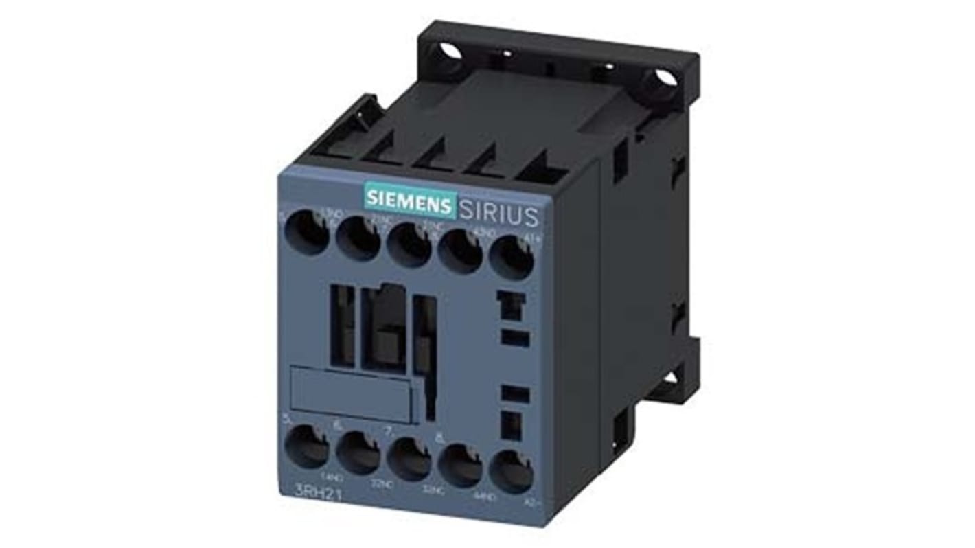 Siemens SIRIUS 3RH2 Hilfsschütz / 24 V DC Spule, 4 -polig 2 NO (Schließer) + 2 NC (Öffner), 690 V AC / 10 A