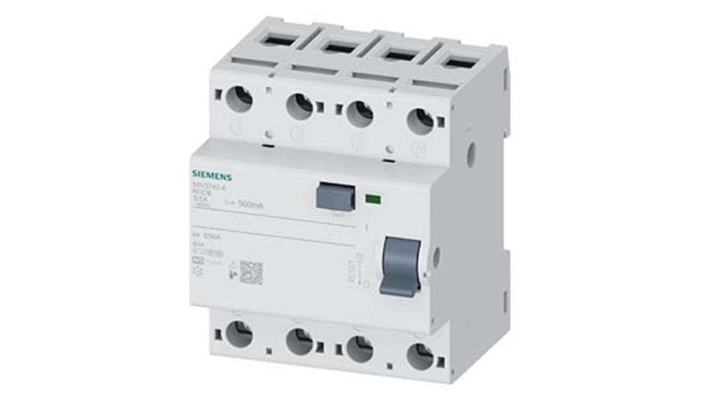 RCCB Siemens 5SV3745, 4P, 125A, sensibilità 500mA, Tipo A