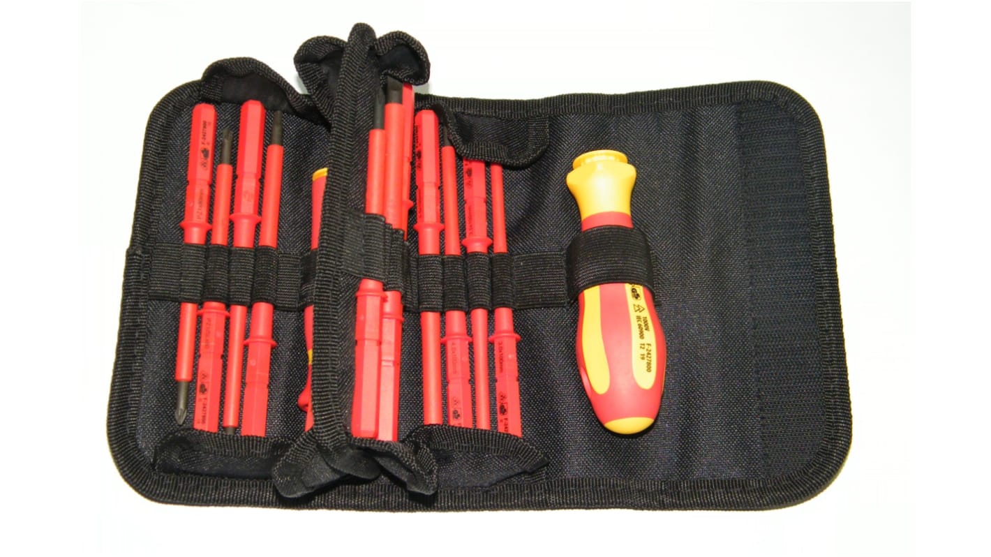 RS PRO Phillips, Pozidriv, Slotted, Torx Insulated Screwdriver Set, 17-Piece