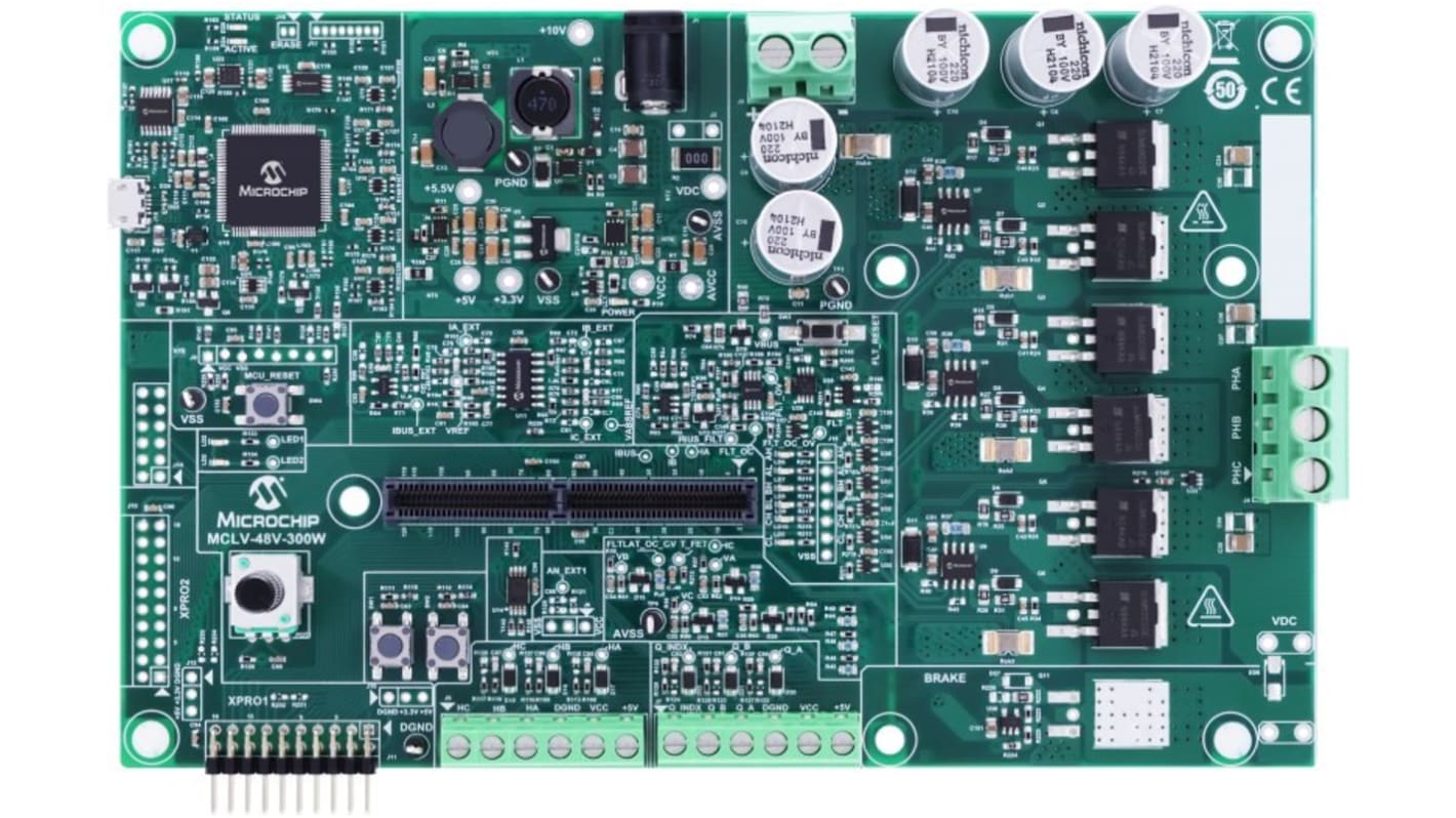 Microchip MCLV-48V-300W Development Board, EV18H47A Motorsteuerung