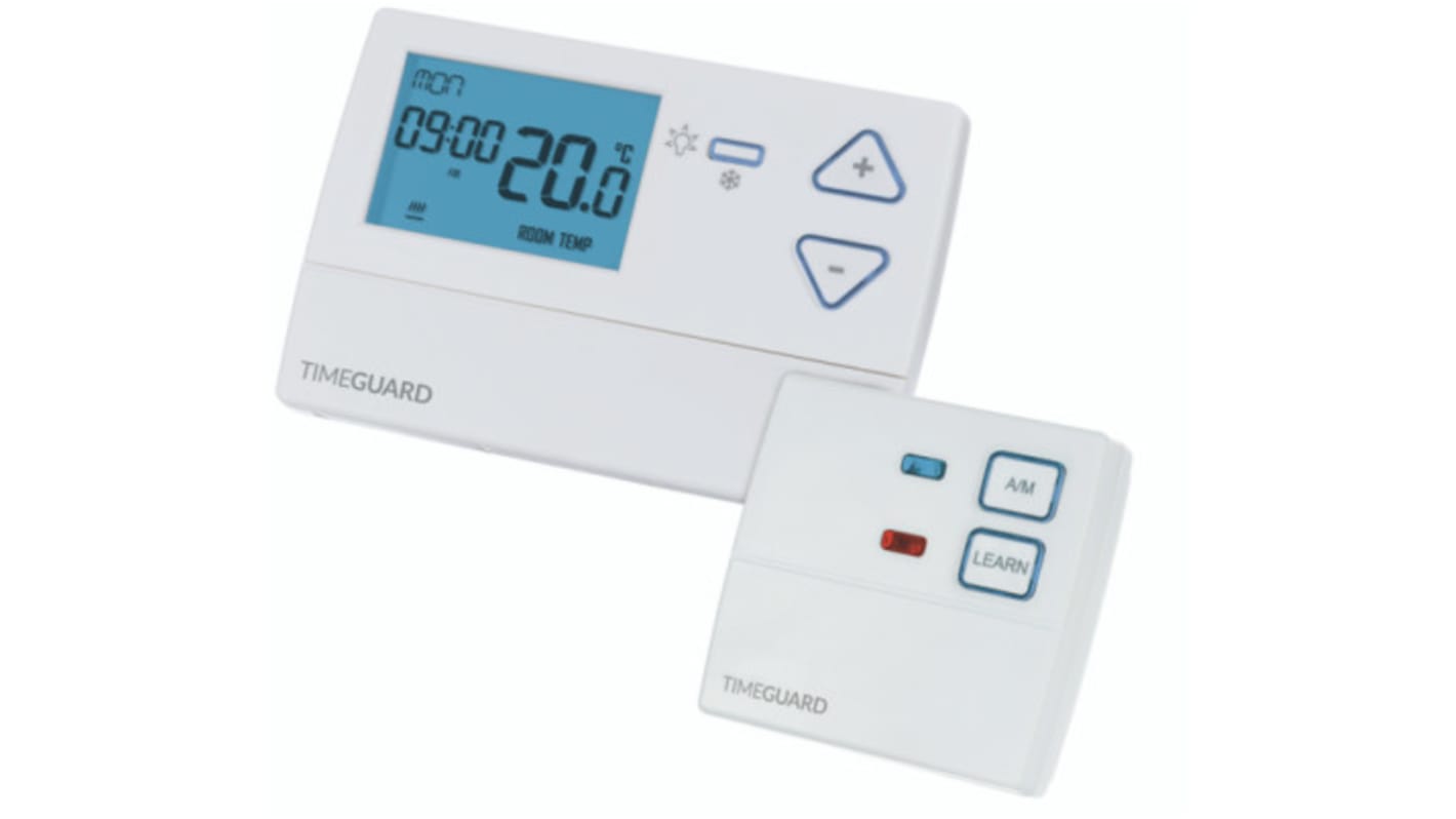 Termostato Timeguard serie Programastat Plus, 0 → 40 °C, alim. 230 V ac, contacto 3A, 230 V ac, NC, NO