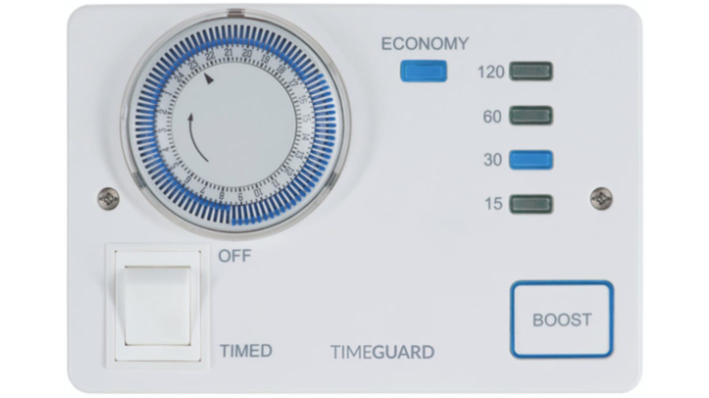 Theben / Timeguard White Architrave Switch, 2 Way, 1 Gang, Programastat Plus