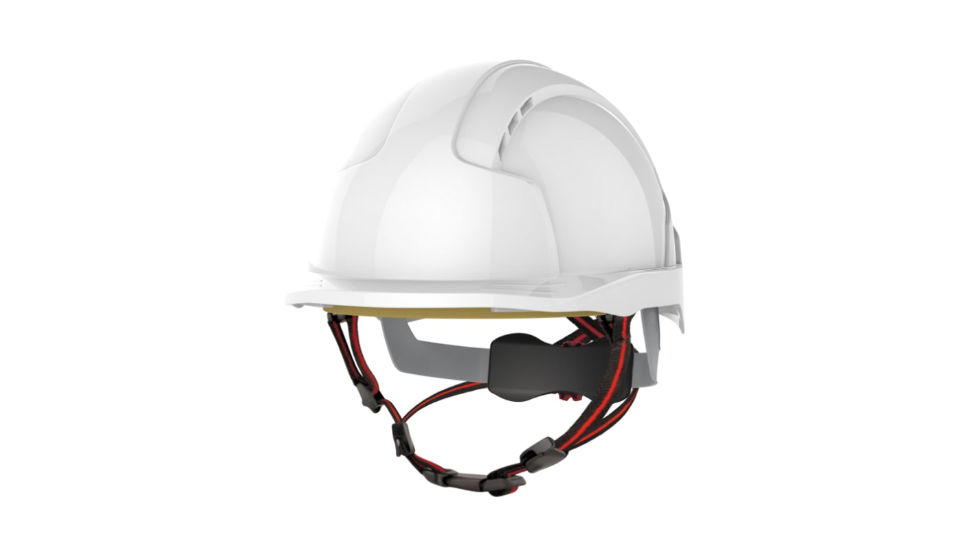 JSP EVOLite Skyworker White Safety Helmet with Chin Strap, Adjustable, Ventilated