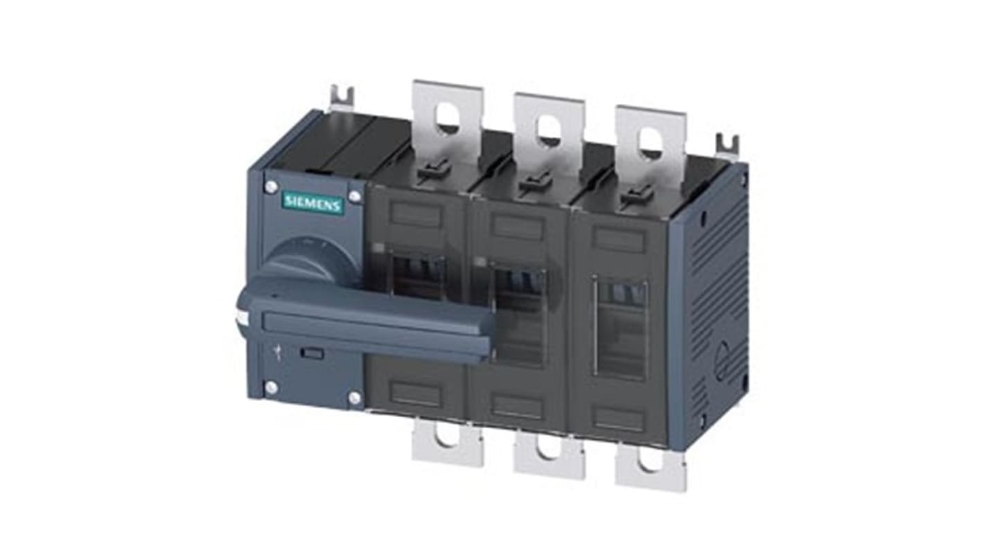 Siemens 3 Pole Fixed Switch Disconnector - 500A Maximum Current, 250kW Power Rating, IP00, IP20