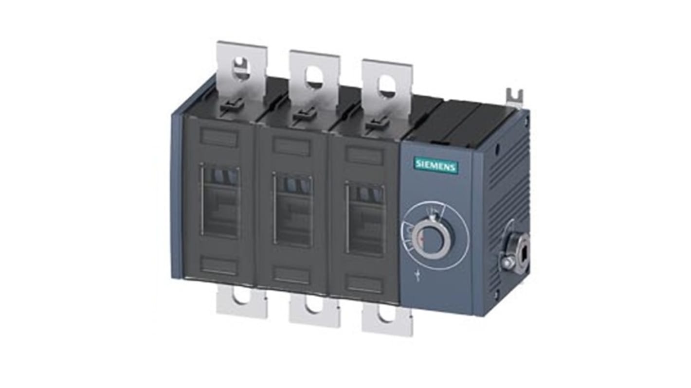 Siemens 3 Pole Fixed Switch Disconnector - 500A Maximum Current, 250kW Power Rating, IP00, IP20