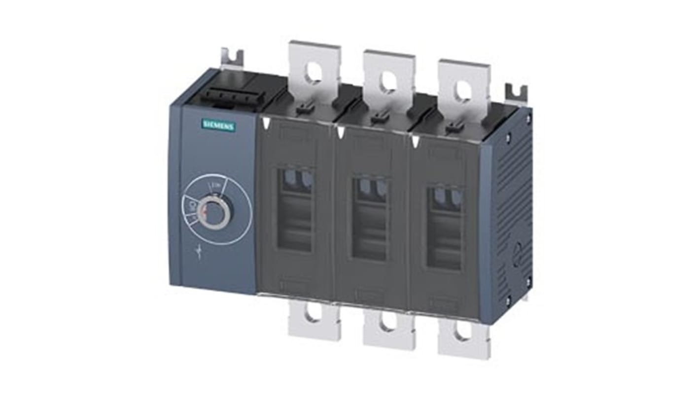 Siemens 3 Pole Fixed Switch Disconnector - 800A Maximum Current, 560kW Power Rating, IP00, IP20