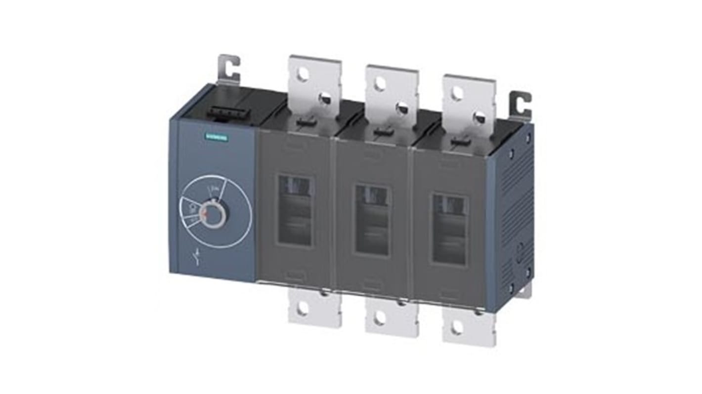 Siemens 3 Pole Fixed Switch Disconnector - 1250A Maximum Current, 900kW Power Rating, IP00, IP20