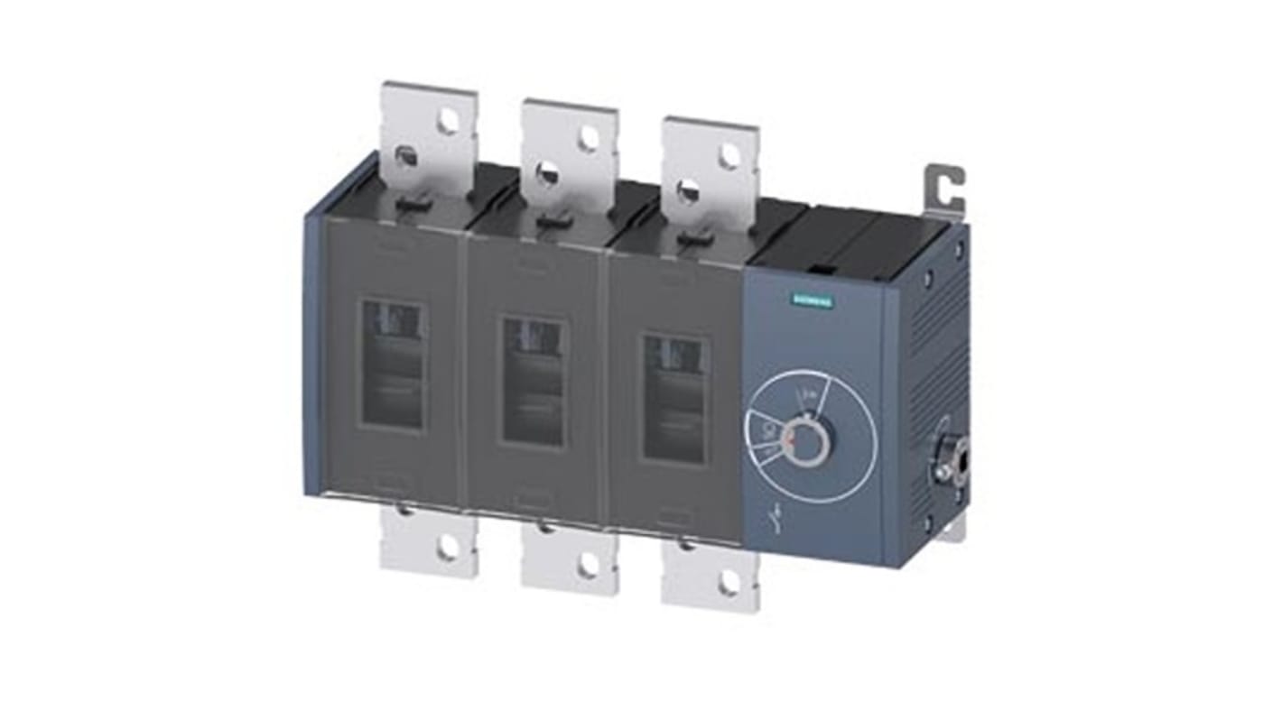 Siemens 3 Pole Fixed Switch Disconnector - 1250A Maximum Current, 900kW Power Rating, IP00, IP20