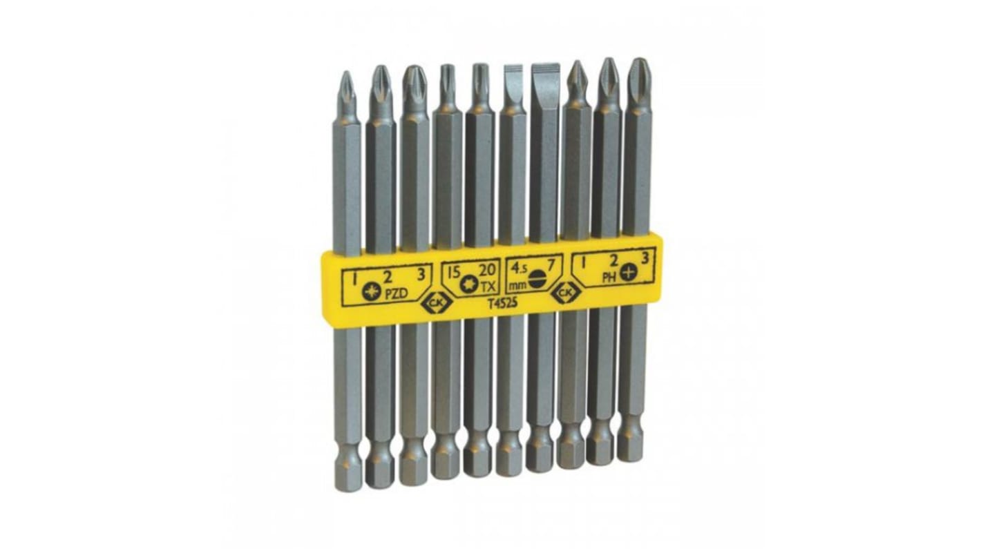 Set inserti per cacciaviti CK, 10 pezzi (Phillips, Pozidriv, A taglio, Torx)