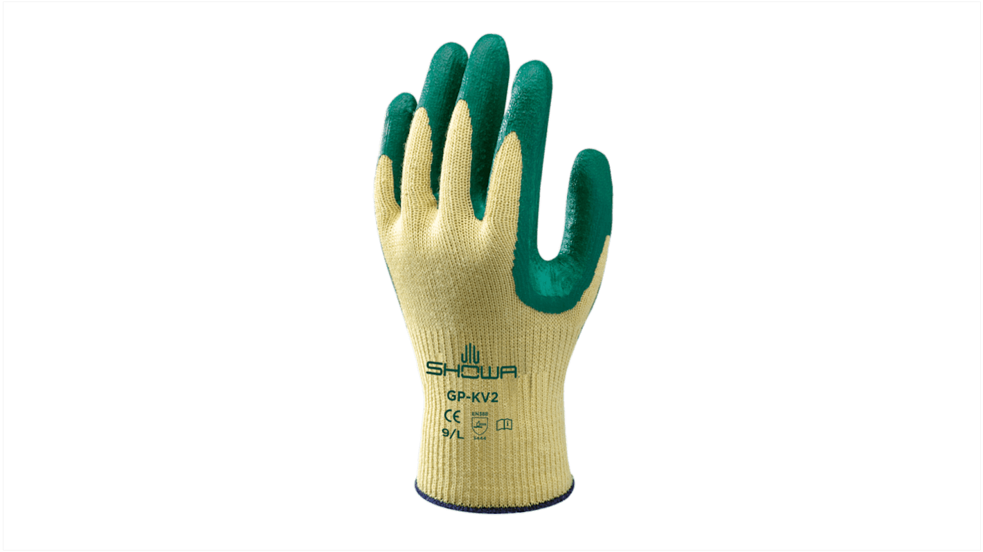 Showa GP-KV2R Yellow Kevlar Cut Resistant Work Gloves, Size 10, XL, Nitrile Coating