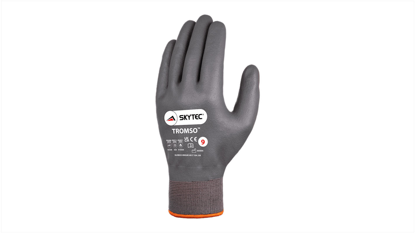 Skytec TROMSO Grey Nylon Cold Resistant Work Gloves, Size 9, Microporous Nitrile Coating