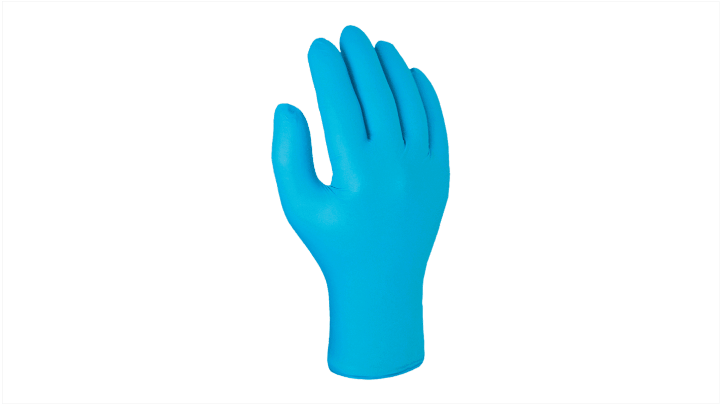 Guantes desechables Skytec sin polvo de Nitrilo Azul claro, talla S, caja de 100 unidades