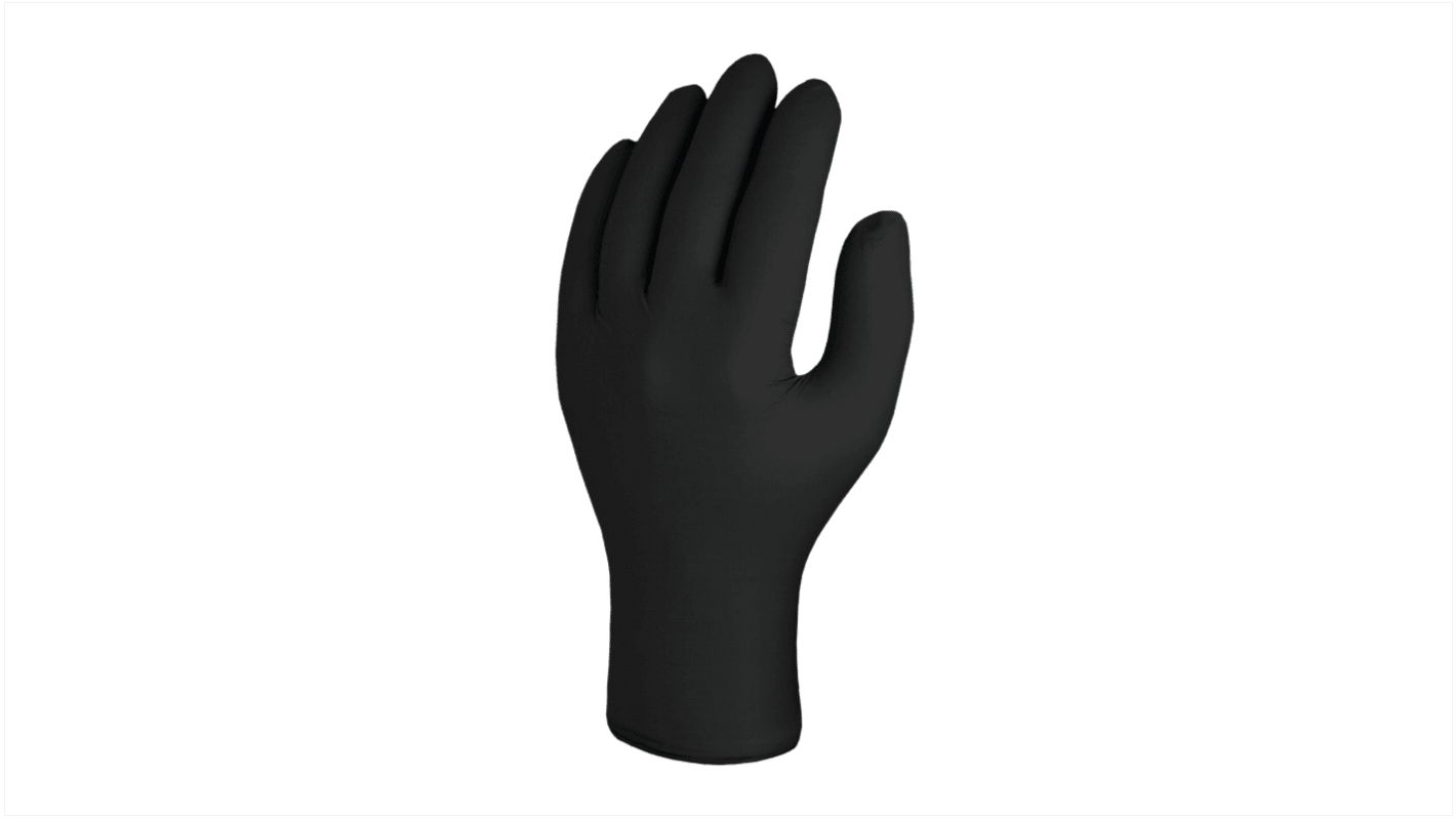 Skytec TX524 Black Powder-Free Nitrile Disposable Gloves, Size M, Food Safe, 100 per Pack