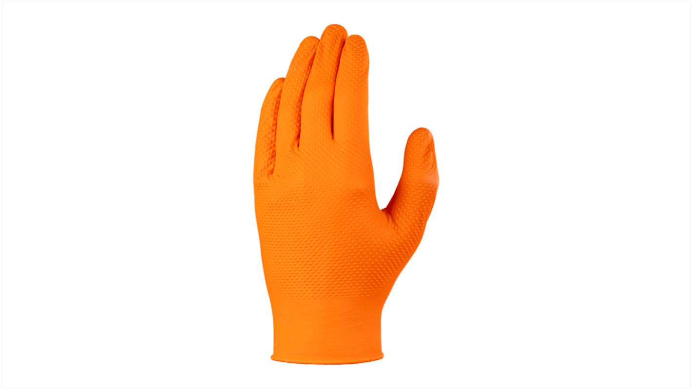 Skytec TX925 Orange Powder-Free Nitrile Disposable Gloves, Size 7, S, Food Safe, 100 per Pack