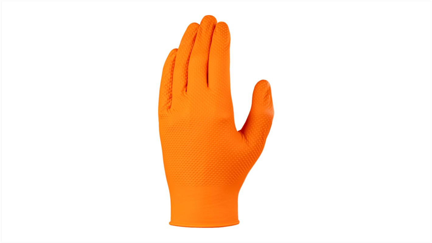 Skytec Chemikalien Einweghandschuhe aus Nitril puderfrei, lebensmittelecht Orange, EN374 Größe 10, XL, 100 Stück