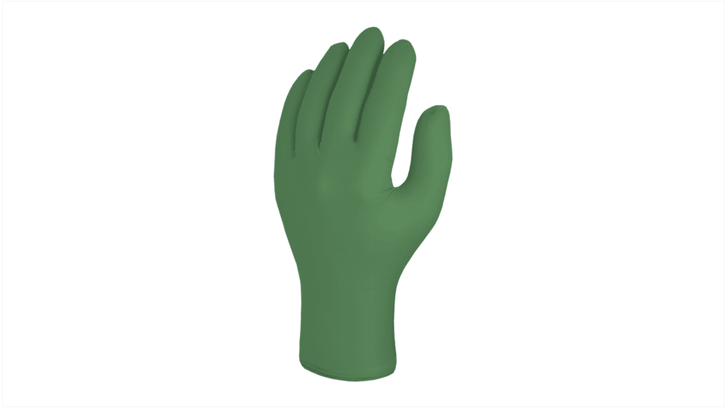 Guantes desechables Skytec sin polvo de Nitrilo Verde, talla 7, S, caja de 100 unidades