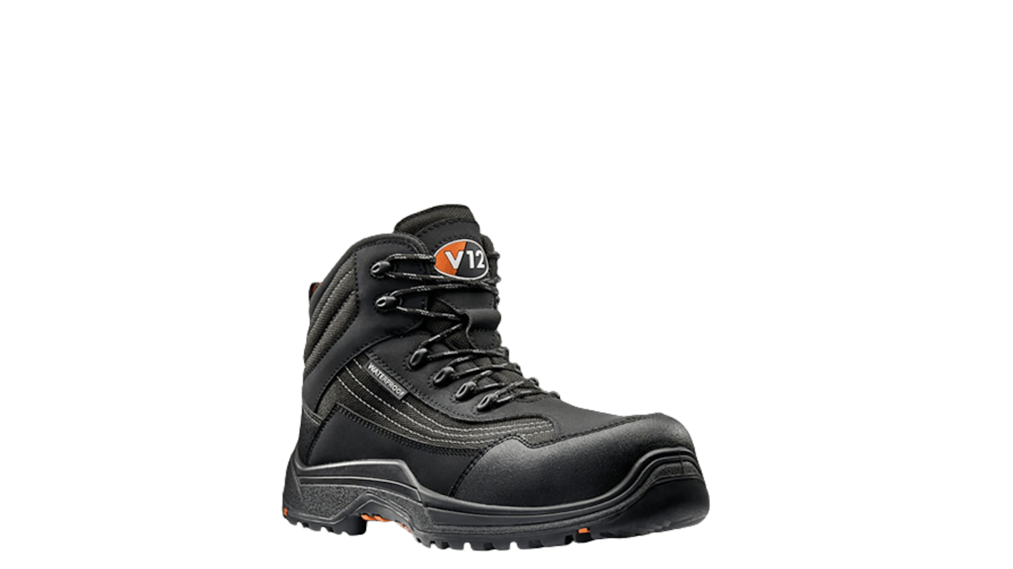V12 Footwear Oxen STS Unisex Black Toe Capped Safety Shoes, UK 4, EU 37