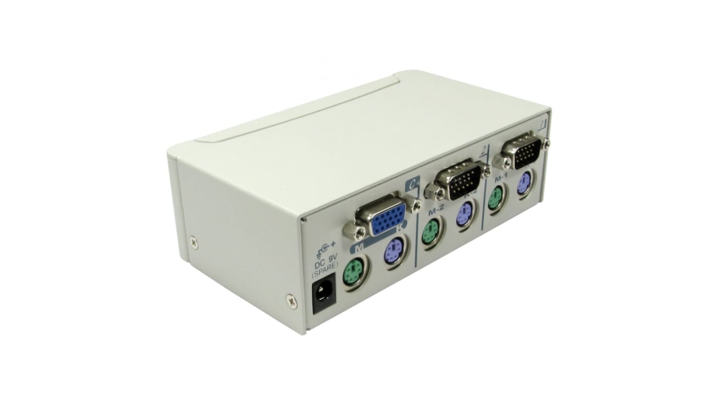 Rextron 2 Port Dual Monitor PS/2 SVGA KVM Switch, 1600 x 1200 Maximum Resolution