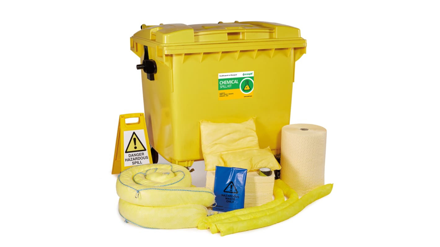 Kit controllo perdite Ecospill Ltd Chemical Spill Response Kits 133 x 126 x 104 cm, capacità assorbente 1000 L, per