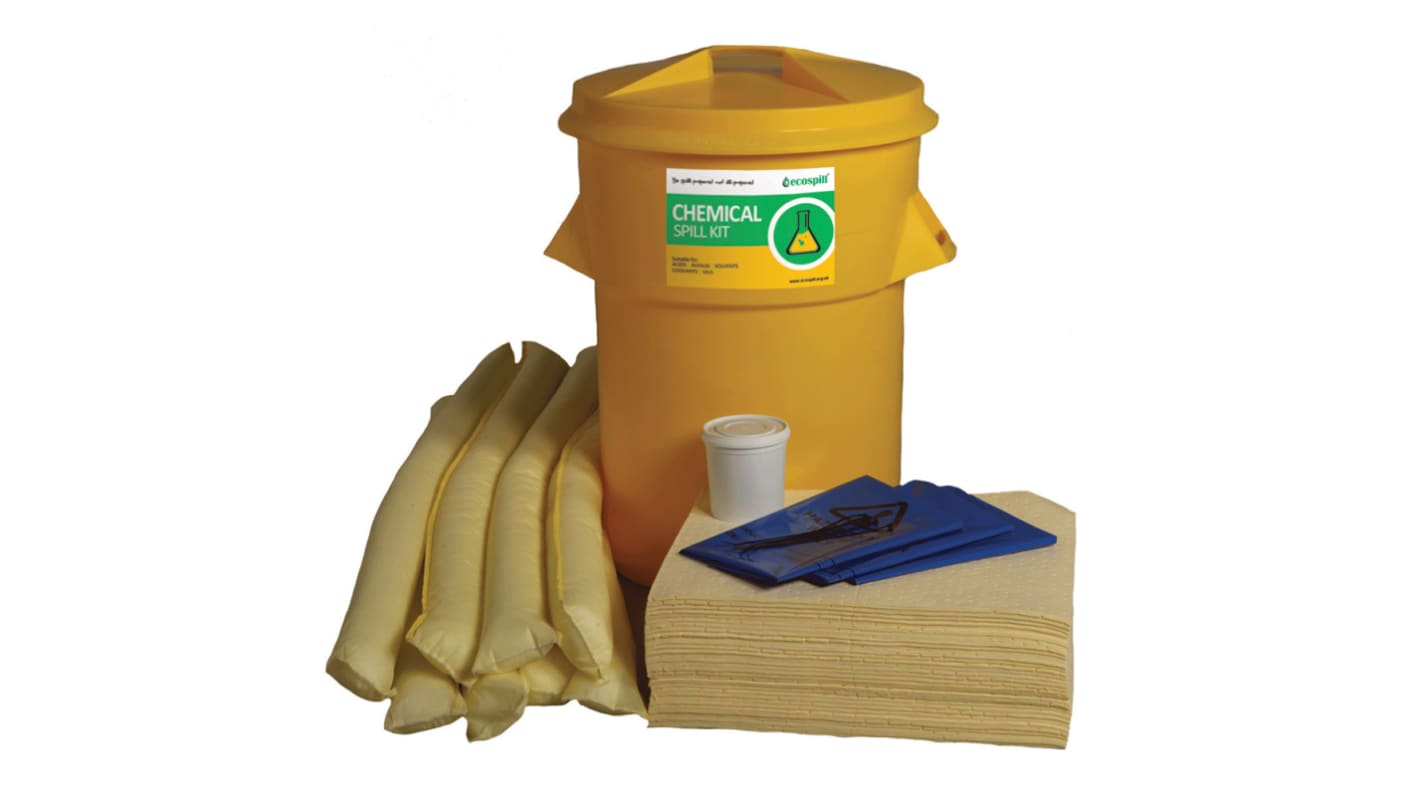 Kit para derrames Ecospill Ltd, contiene 1Kg Drum Plug, 1 x Hazard Tape, 8 x 1.2Mtr Socks, 10 Wastebags &amp; Ties, 48