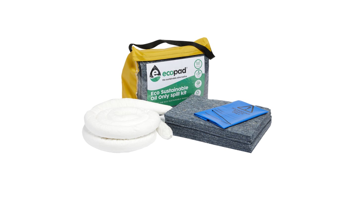 Kit para derrames Ecospill Ltd, contiene 1 x Shoulder Bag, 2 x Absorbent Socks(3M x 8Cm), 2 x Disposal Bag &amp; Tie1 x