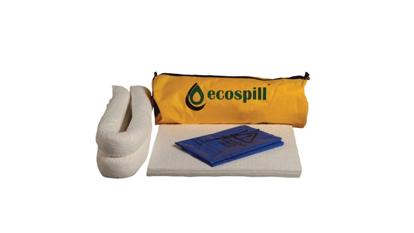 Kit para derrames Ecospill Ltd, contiene 2 x Premier1.2Mtr Socks, 2 x Waste Bags &amp; Ties, 12 x Premier Pads 50Cm x