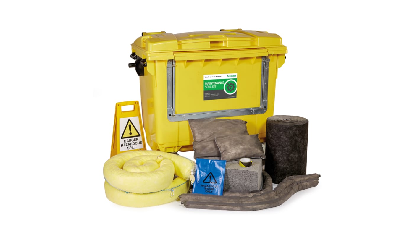 Kit controllo perdite Ecospill Ltd Maintenance Spill Response Kits 133 x 126 x 104, capacità assorbente 1000 L, per