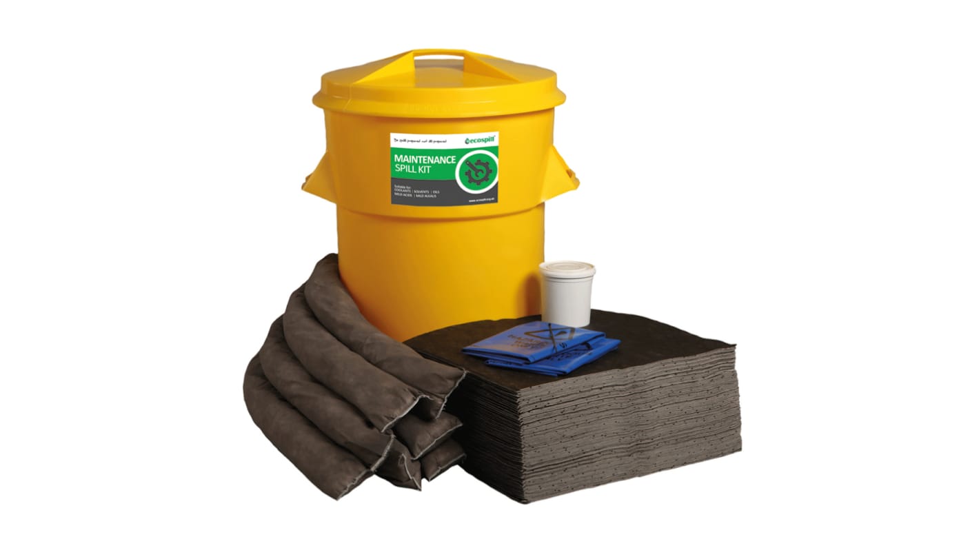 Kit para derrames Ecospill Ltd, contiene 1Kg Drum Plug, 1 x Hazard Tape, 8 x 1.2Mtr Socks, 10 Waste Bags &amp; Ties, 48