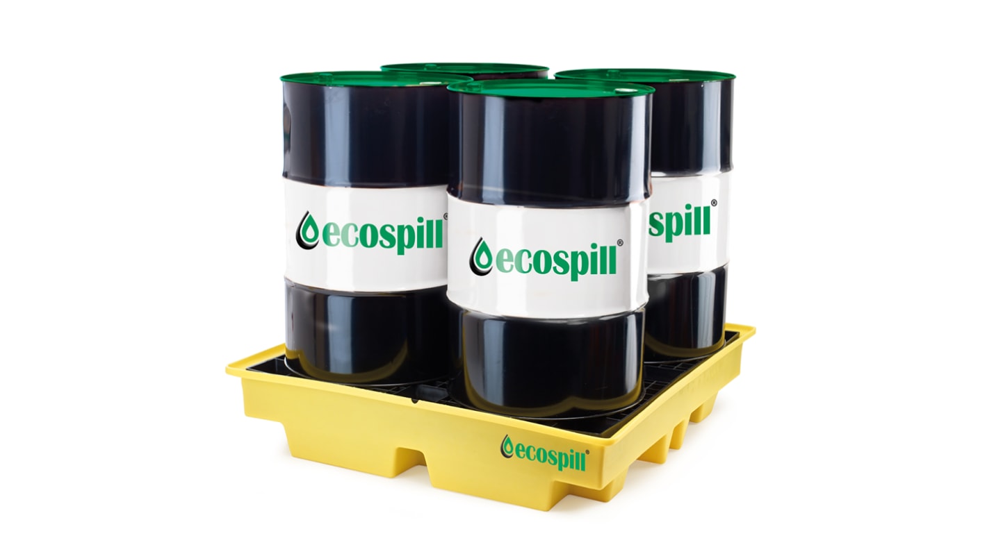 Kontrola zanieczyszczeń Paleta z 4 beczkami na odpady pojemność 230L Przechowywanie przemysłowe Polietylen Ecospill Ltd