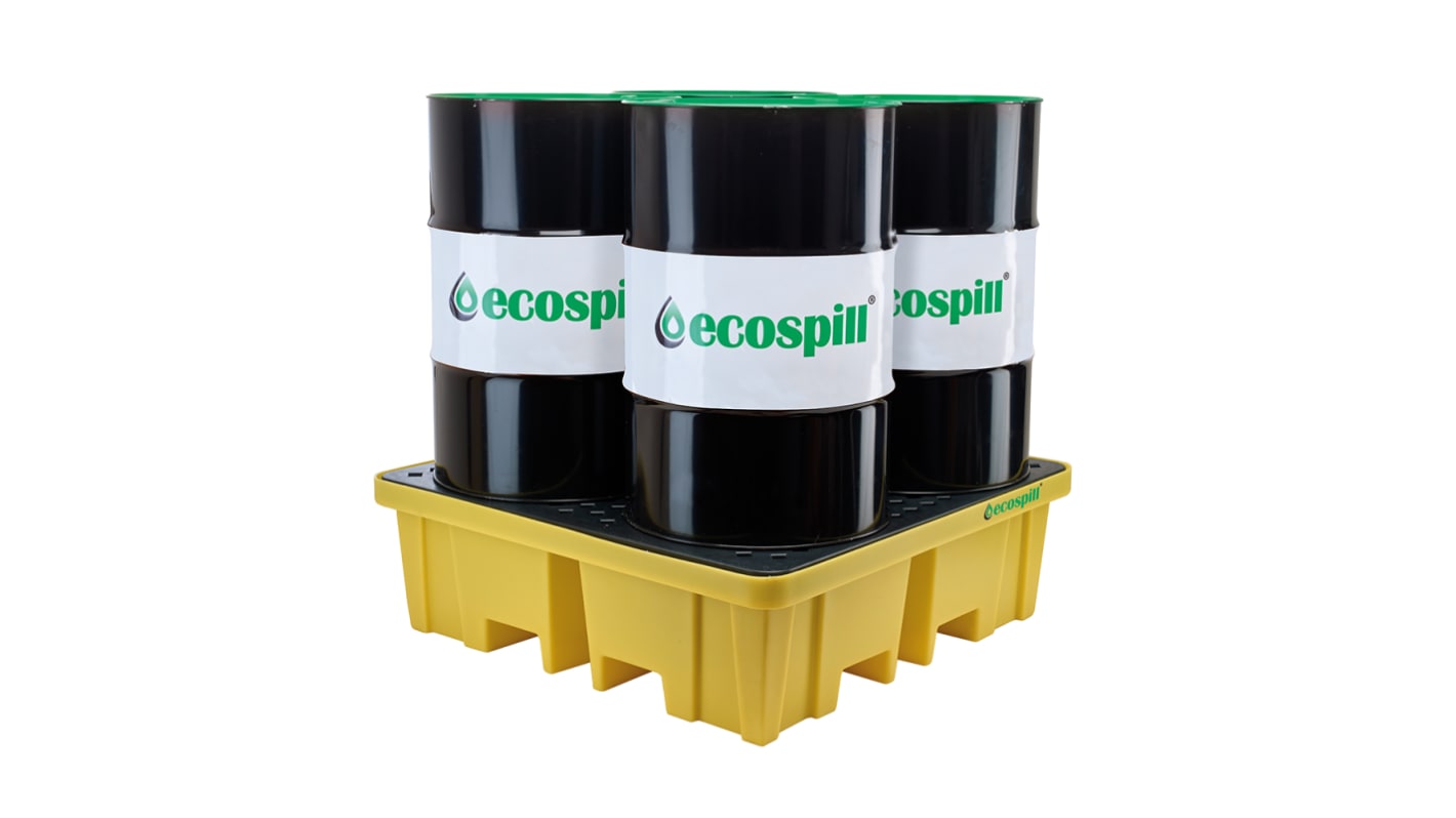 Cubeto de retención para cuatro bidones para control de derrames Ecospill Ltd, capacidad 250L, para sustancia química