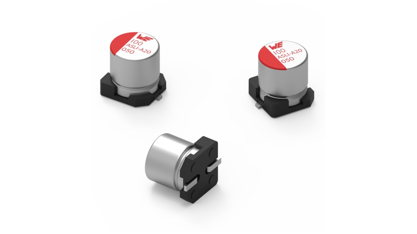 Condensatore elettrolitico in polimeri di alluminio Wurth Elektronik, 1μF, 100V cc, SMD