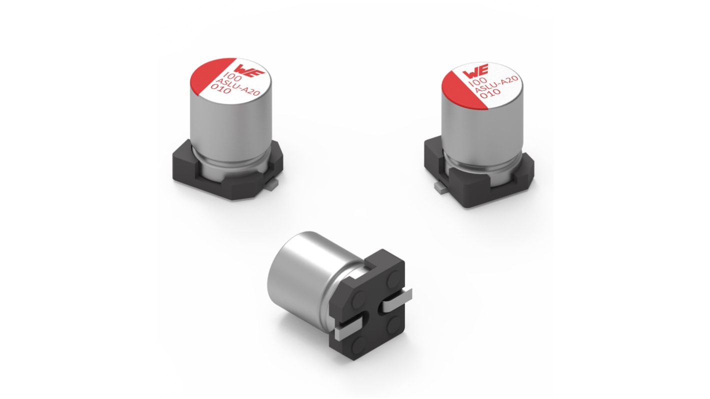 Wurth Elektronik 22μF Surface Mount Aluminium Polymer Capacitor, 63V dc