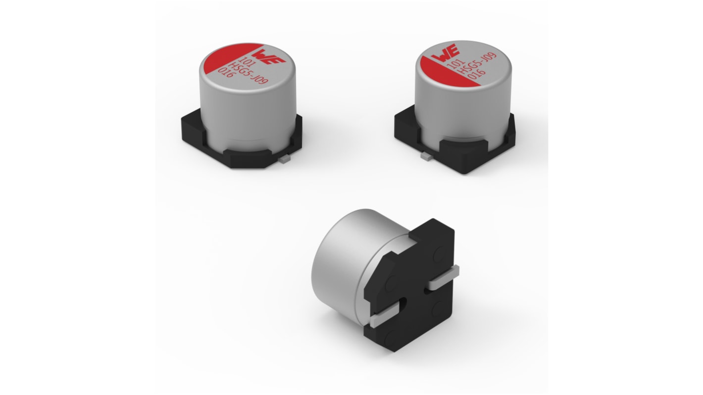 Condensatore elettrolitico in polimeri di alluminio Wurth Elektronik, 150μF, 16V cc, SMD