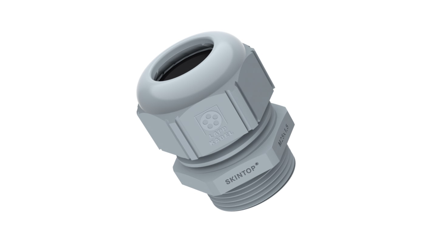 Lapp SKINTOP STR-M Series Grey Polyamide Cable Gland, M12 Thread, 15mm Min, 16.6mm Max, IP69