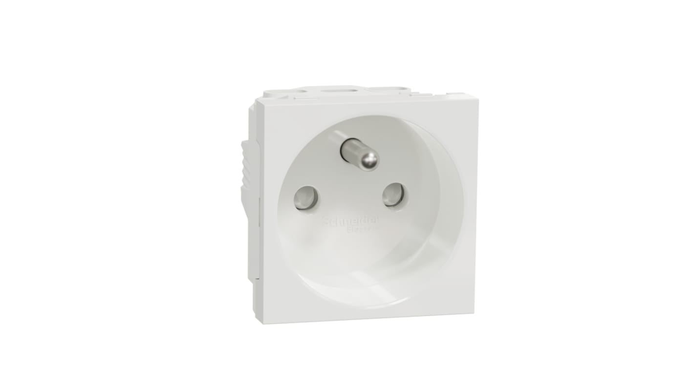 Schneider Electric, New Unica IP4X White Flush Mount 2P+E Socket Socket, Rated At 16A, 250 V