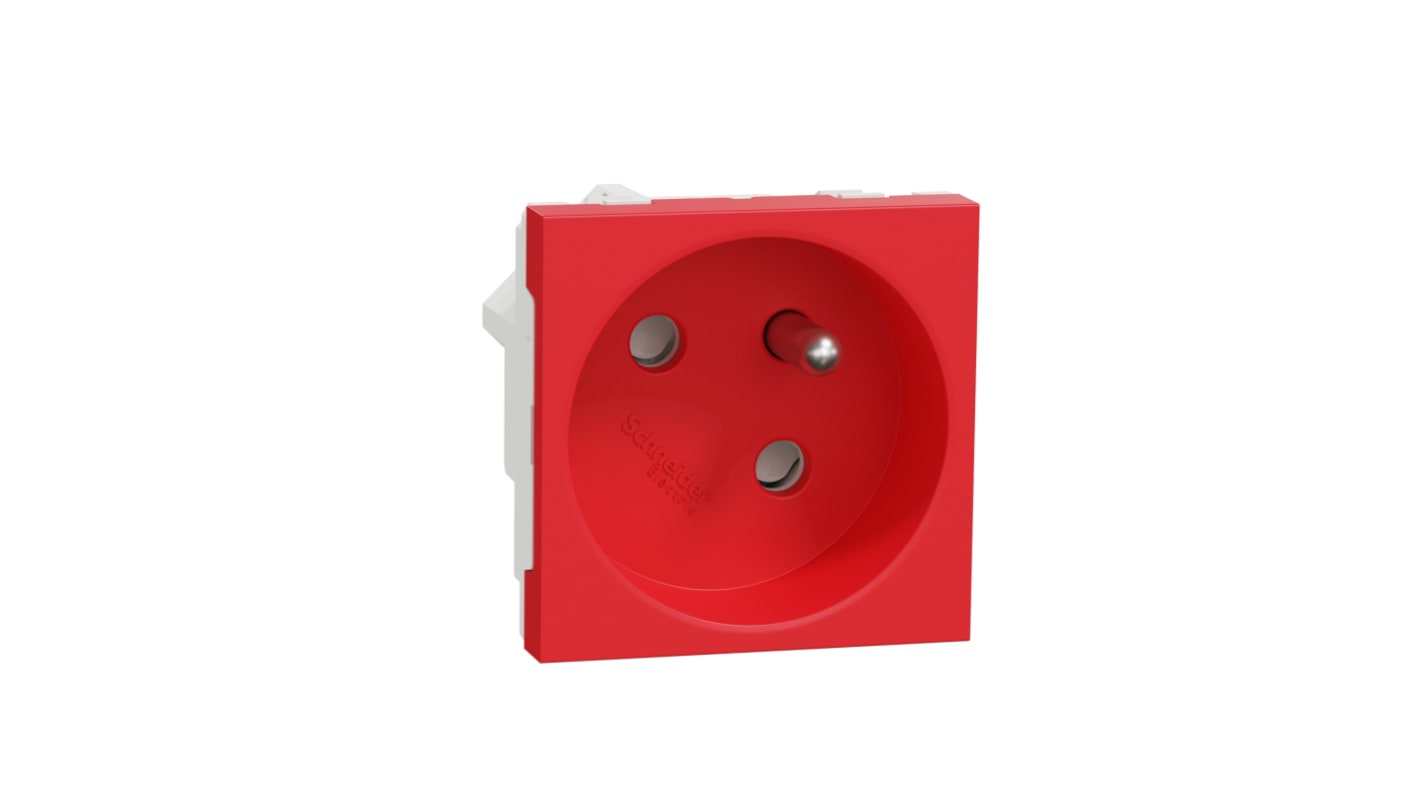 Schneider Electric, New Unica IP3X Red Flush Mount 2P+E Socket Socket, Rated At 16A, 250 V