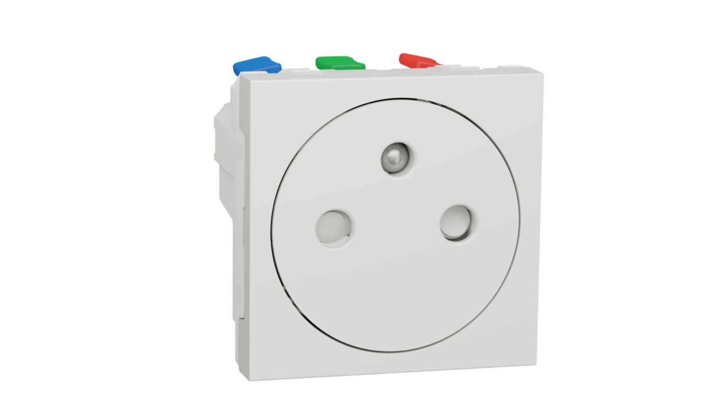 Schneider Electric, New Unica IP4X White Flush Mount 2P+E Socket Socket, Rated At 16A, 250 V