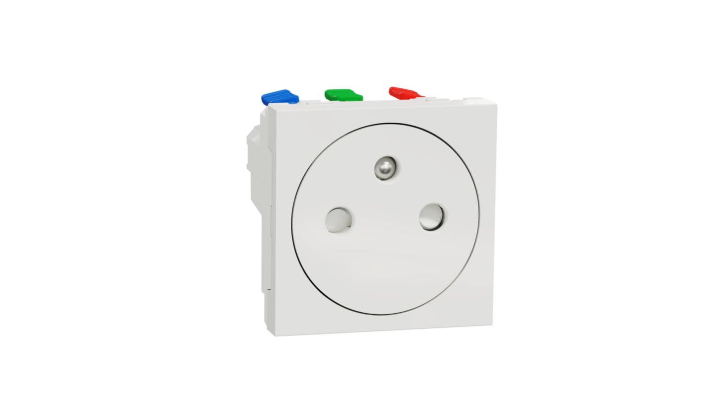 Conector hembra, Formato 2P+E, Orientación Recto, New Unica, Blanco, 250 V, 16A, IP4X