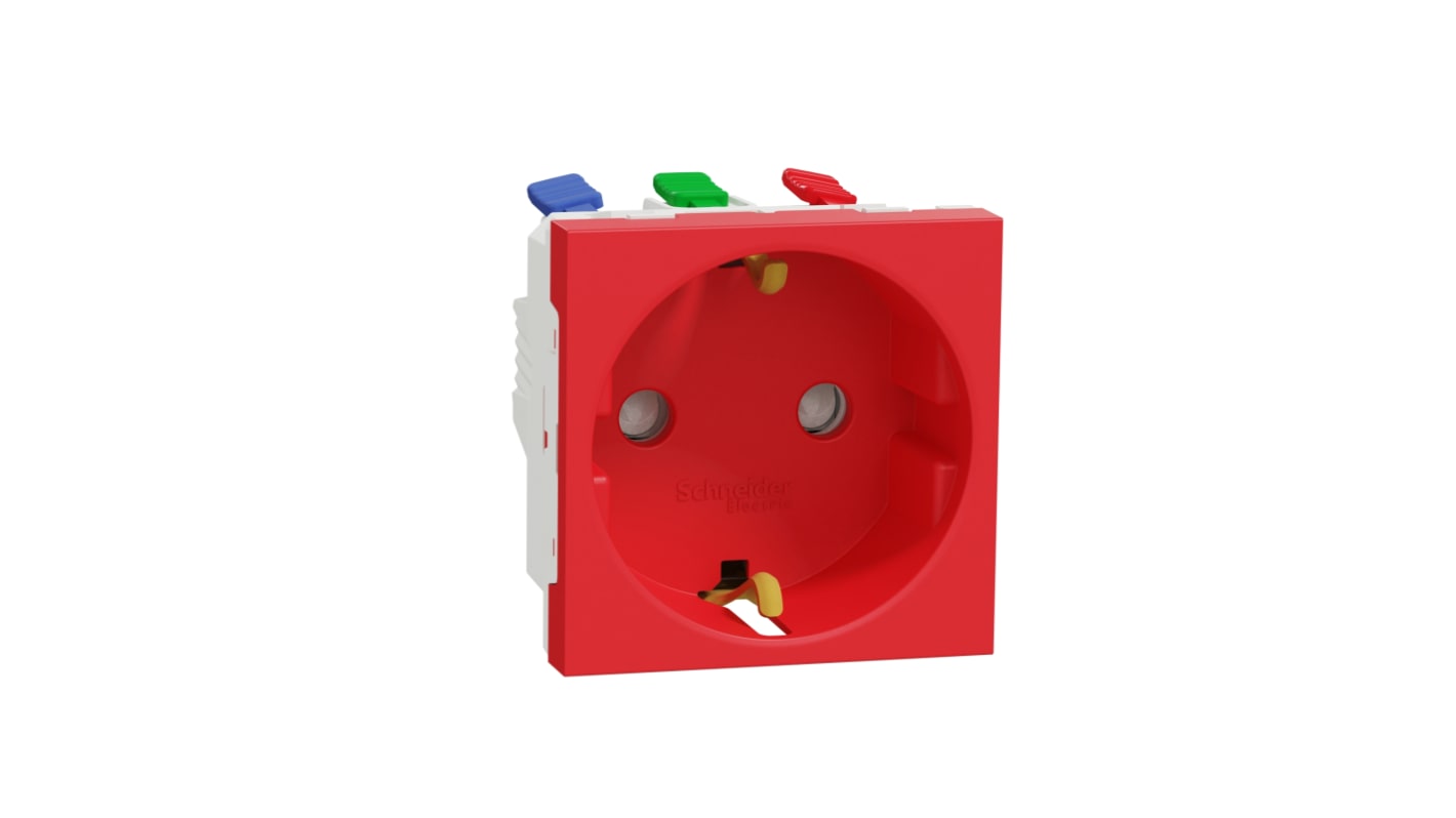 Schneider Electric, New Unica IP21D Red Flush Mount 2P+E Socket Socket, Rated At 16A, 250 V