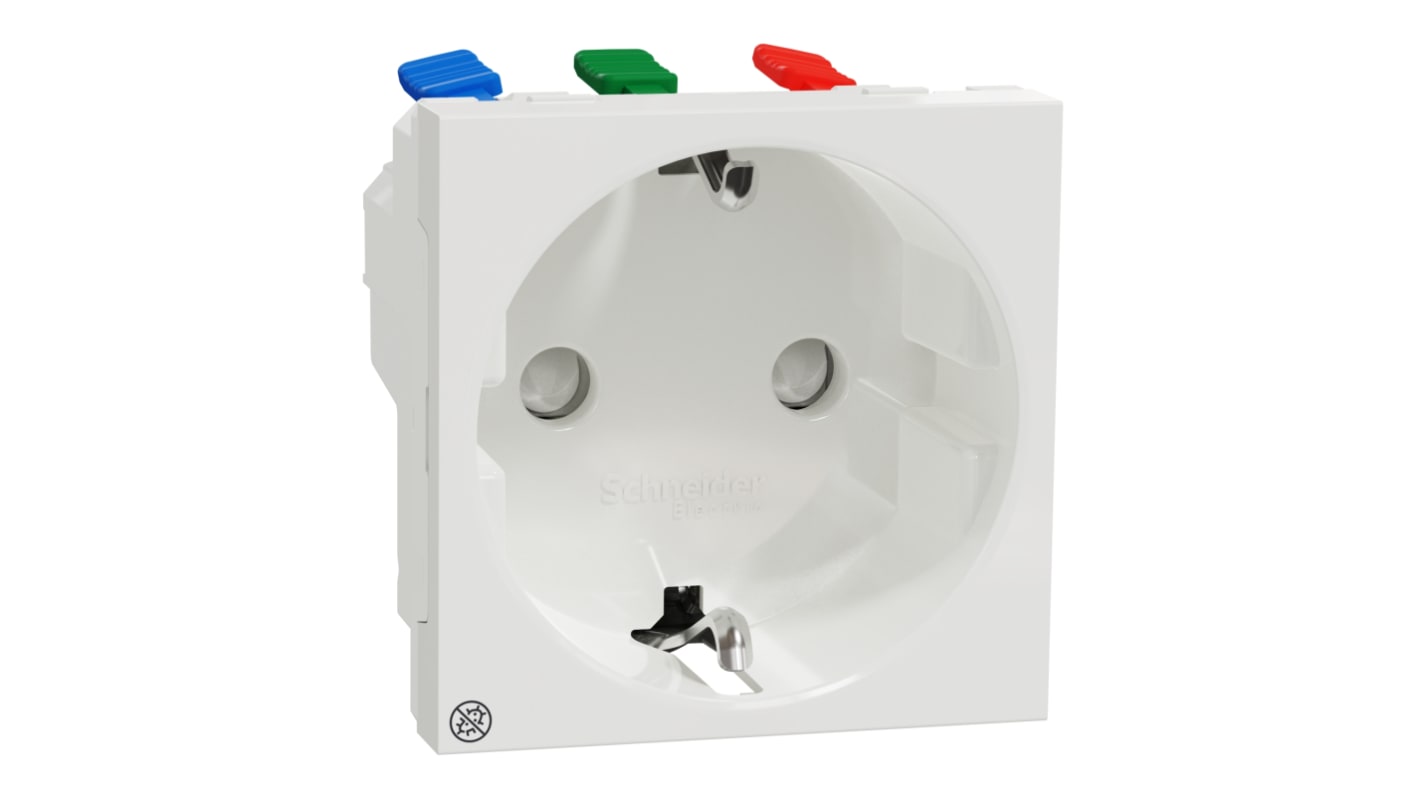 Schneider Electric, New Unica IP21D White Flush Mount 2P+E Socket Socket, Rated At 16A, 250 V