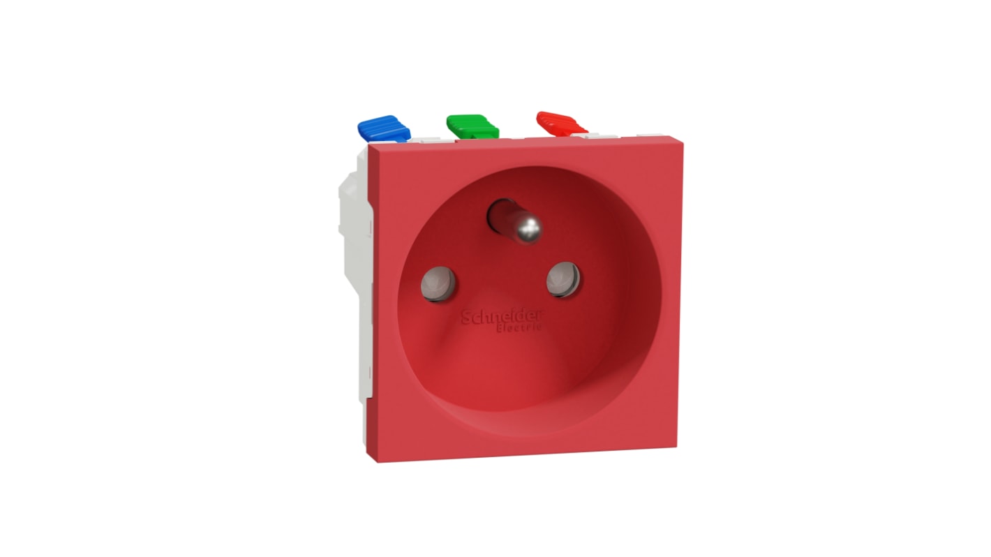 Schneider Electric, New Unica IP4X Red Flush Mount 2P+E Socket Socket, Rated At 16A, 250 V