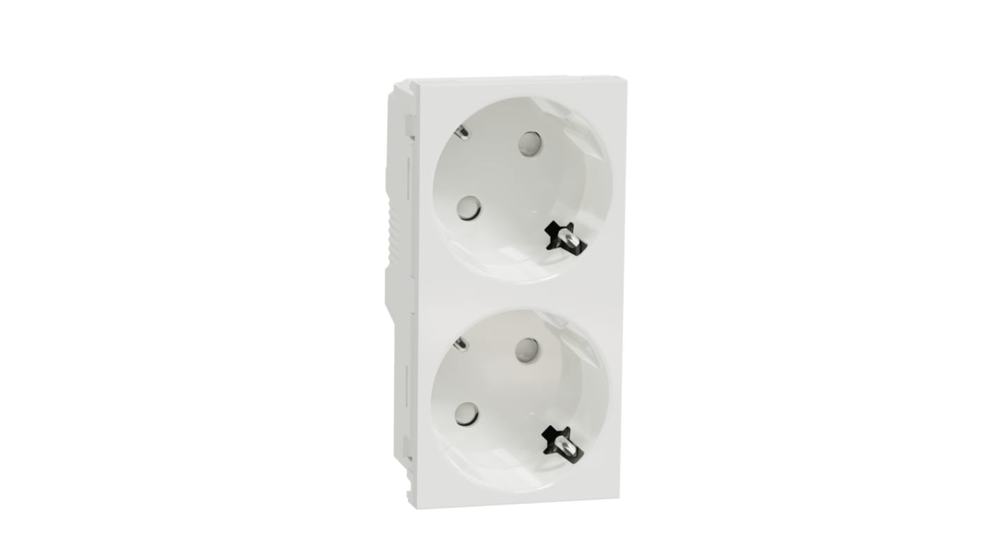 Schneider Electric, New Unica IP21D White Flush Mount 2P+E Socket Socket, Rated At 16A, 250 V