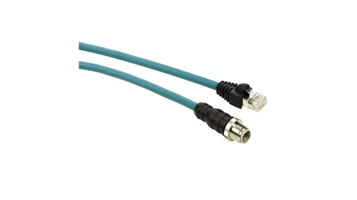 Schneider Electric Straight Male M12 to Straight Male RJ45 Ethernet Cable, Blue, 25m