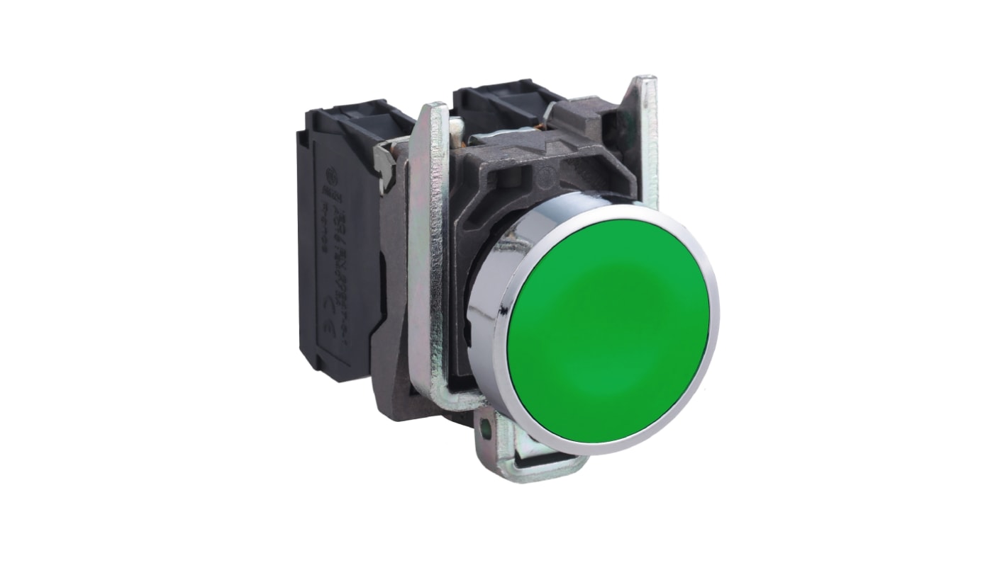 Schneider Electric XB4 Series Push Button, 22mm Cutout, 1NO + 1NC, 600V, IP66, IP67, IP69