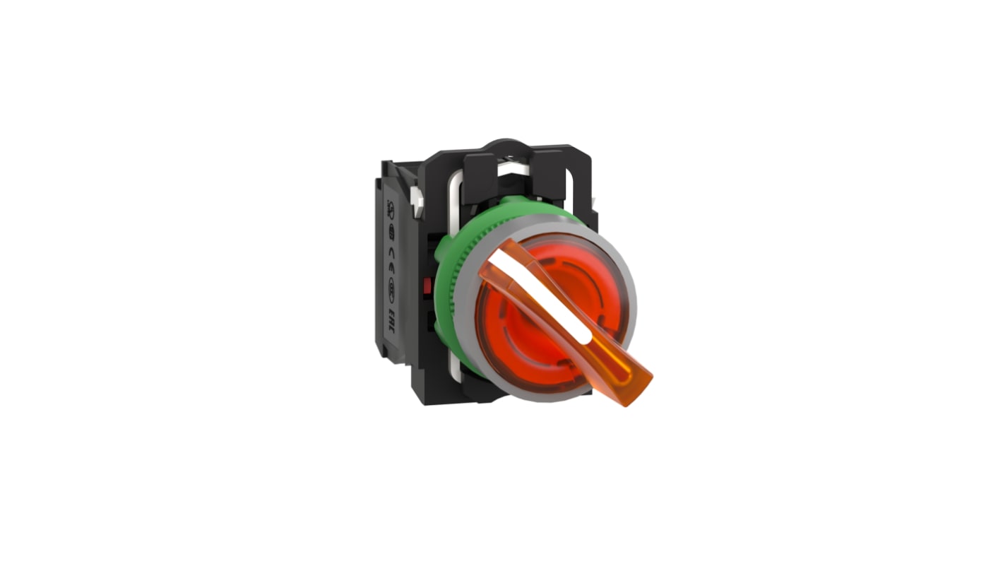 Schneider Electric Handle Selector Switch - (SPDT) 22mm Cutout Diameter, Illuminated 2 Positions