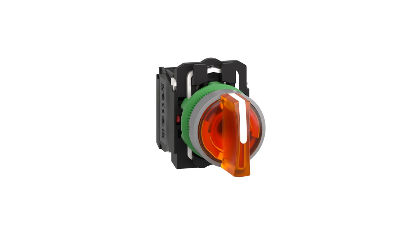 Schneider Electric Handle Selector Switch - (SPDT) 22mm Cutout Diameter, Illuminated 3 Positions