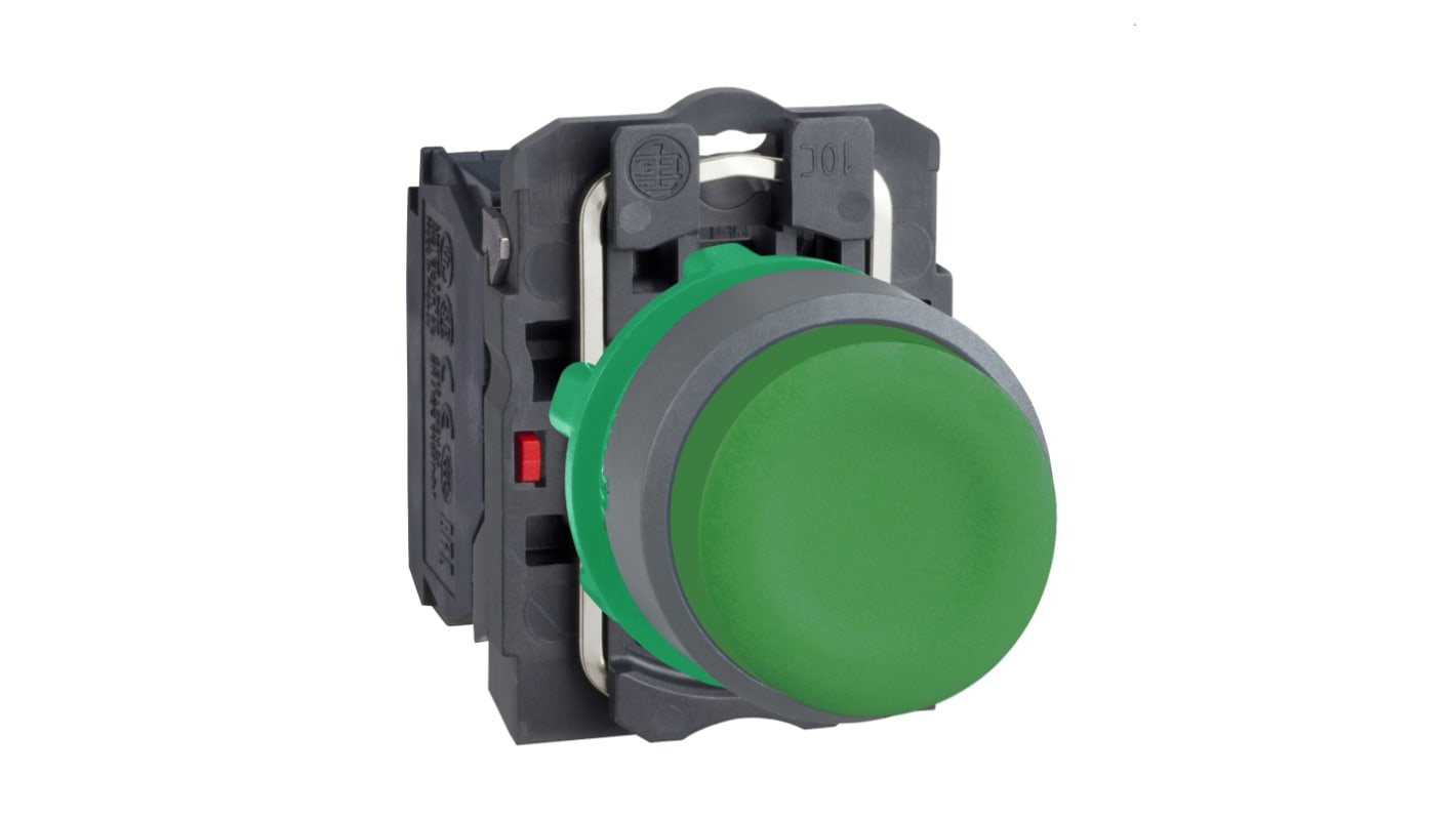 Pulsador Schneider Electric XB5, color de botón Verde, 1 NA, 600V, IP66, IP67