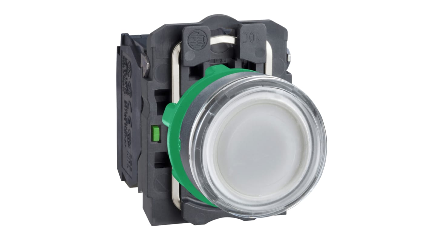 Schneider Electric XB5 Series Illuminated Push Button, 22mm Cutout, 1 NO + 1 NC, 240V, IP66, IP67, IP69